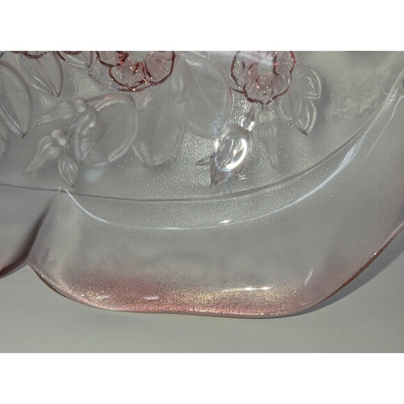 MIKASA Rosella Oval Canape Serving Platter 16" Walther Crystal Pink Rose Ruffled - Picture 9 of 16